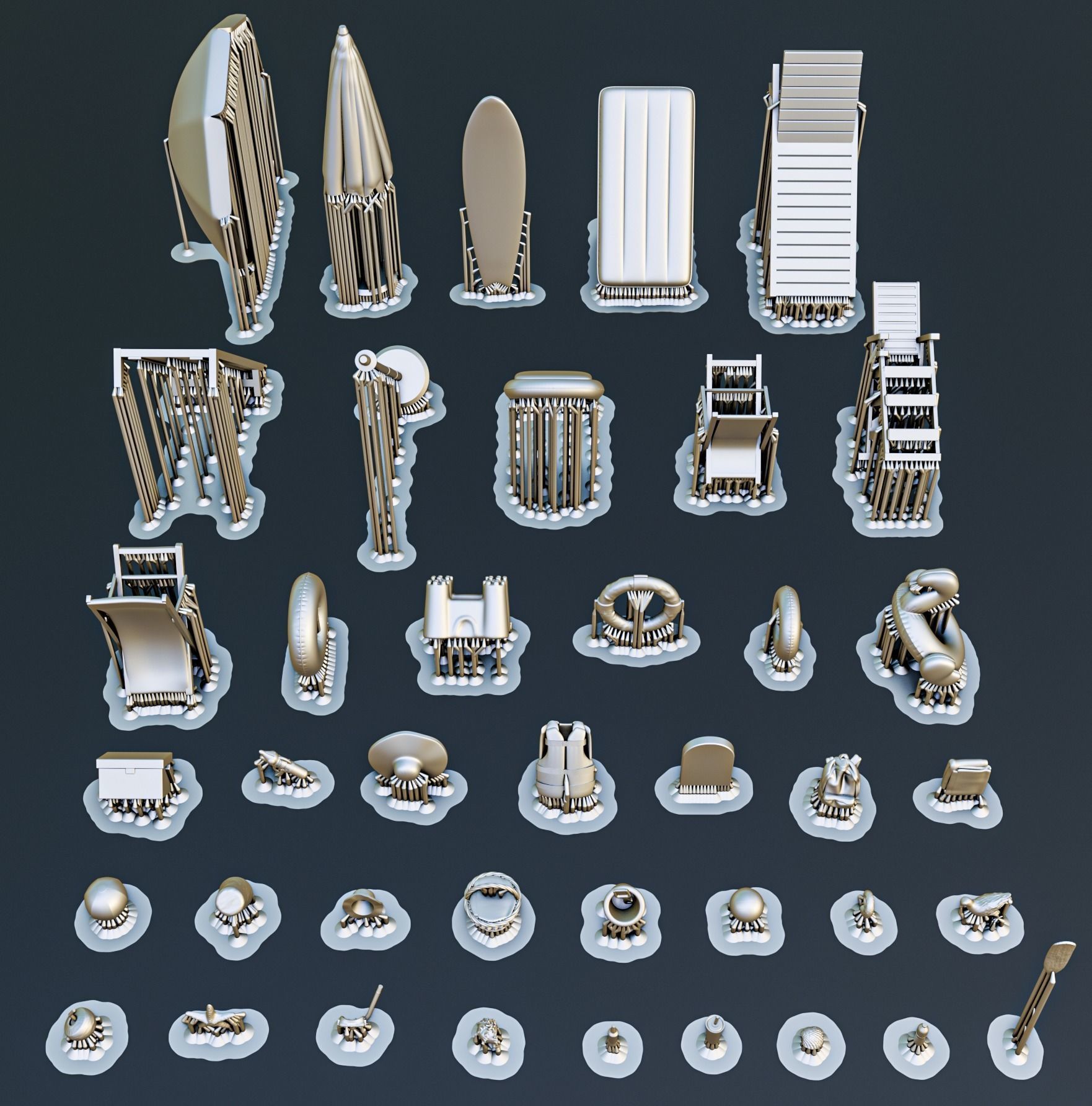 Beach Resort Diorama Pack 3D print model_10