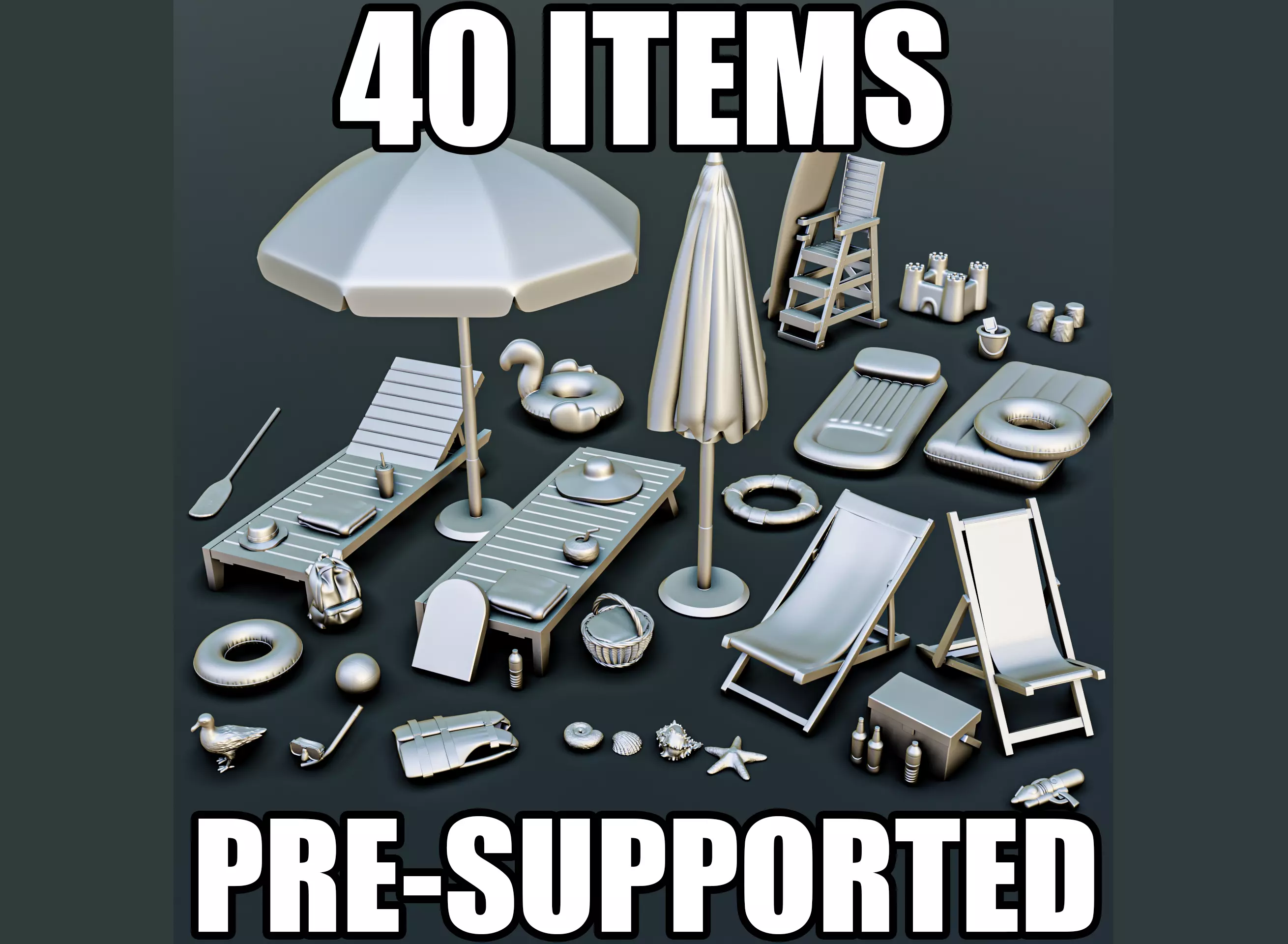 Beach Resort Diorama Pack 3D print model_0