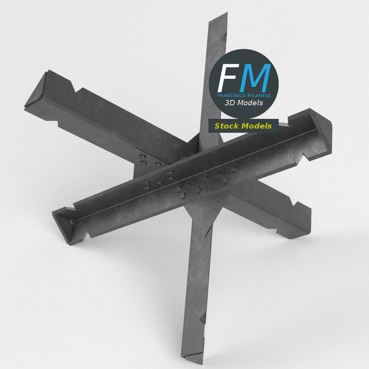 Czech hedgehog anti-tank obstacle 2 3D model_2