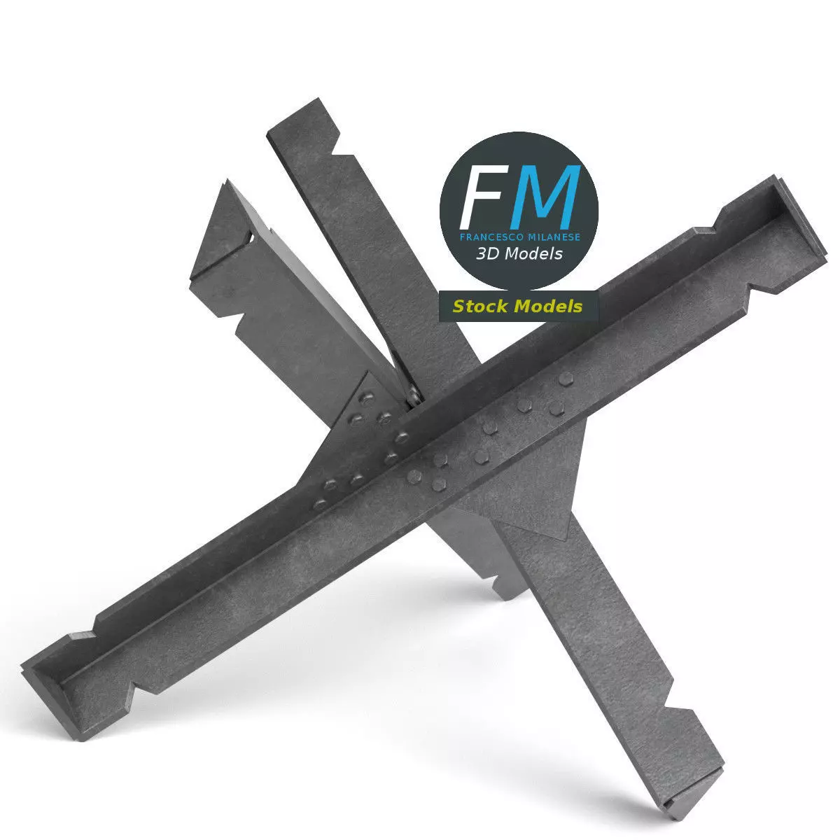 Czech hedgehog anti-tank obstacle 2 3D model_0