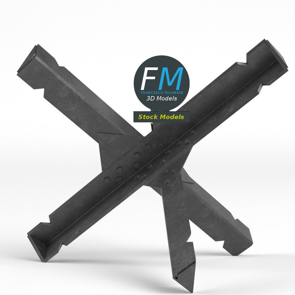 Czech hedgehog anti-tank obstacle 2 3D model_4