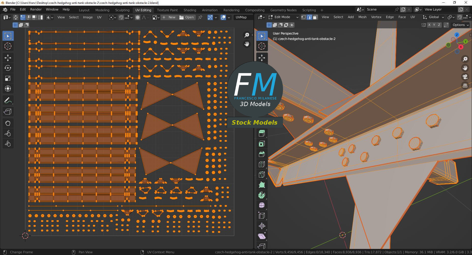 Czech hedgehog anti-tank obstacle 2 3D model_10