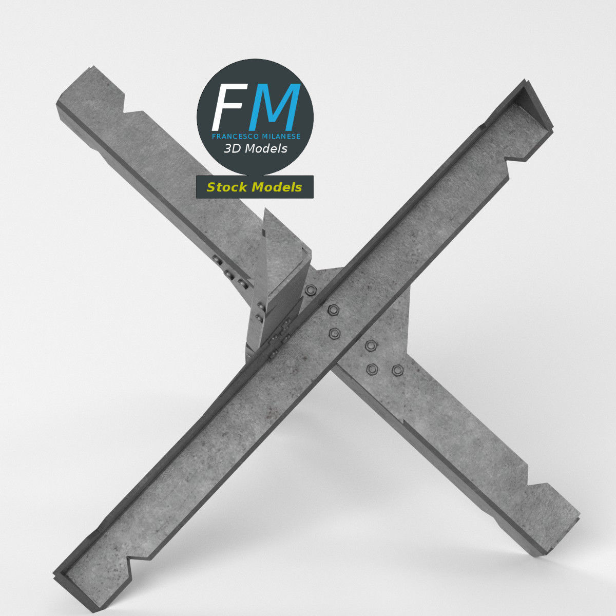 Czech hedgehog anti-tank obstacle 2 3D model_5