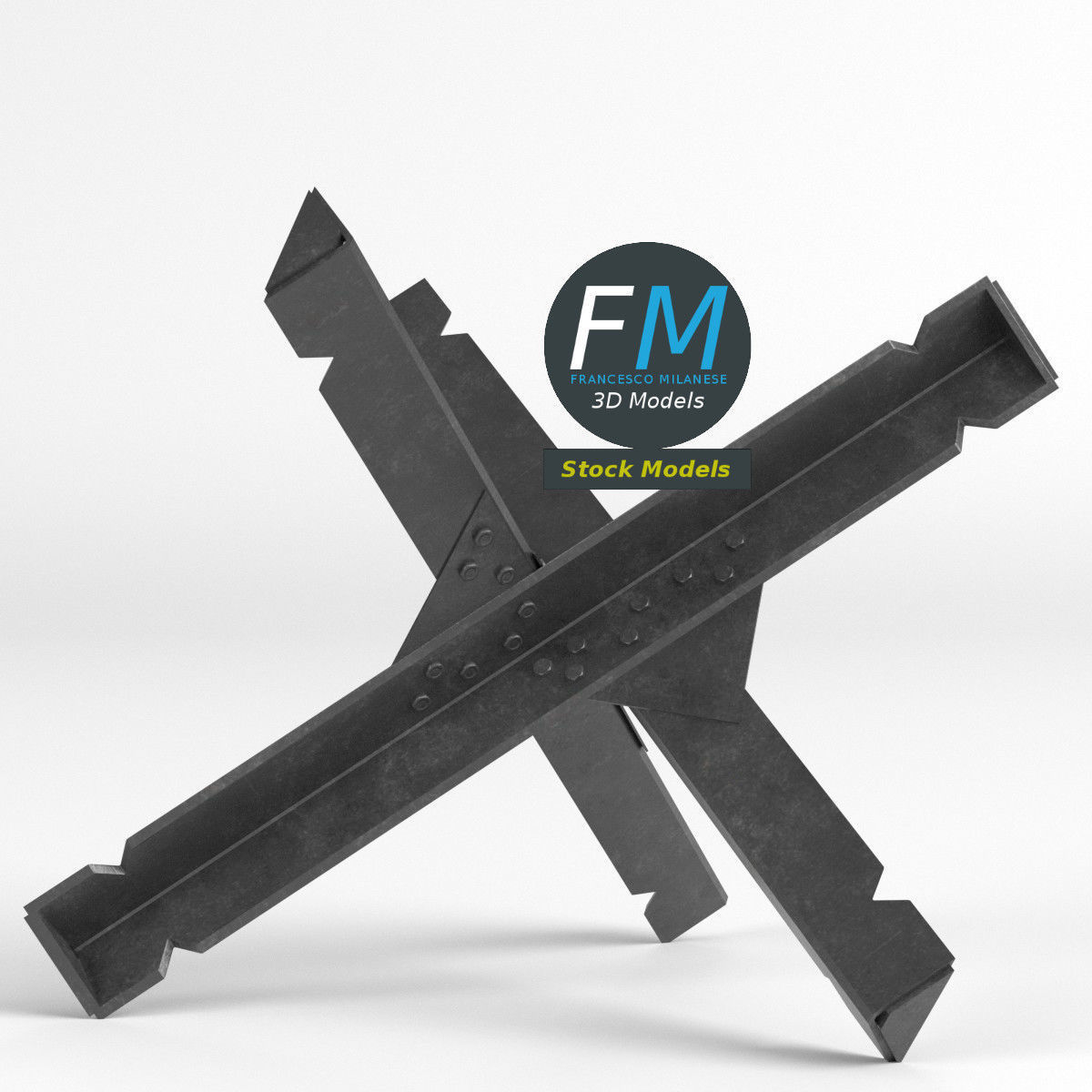 Czech hedgehog anti-tank obstacle 2 3D model_3