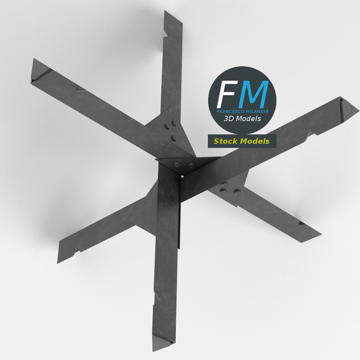 Czech hedgehog anti-tank obstacle 2 3D model_6