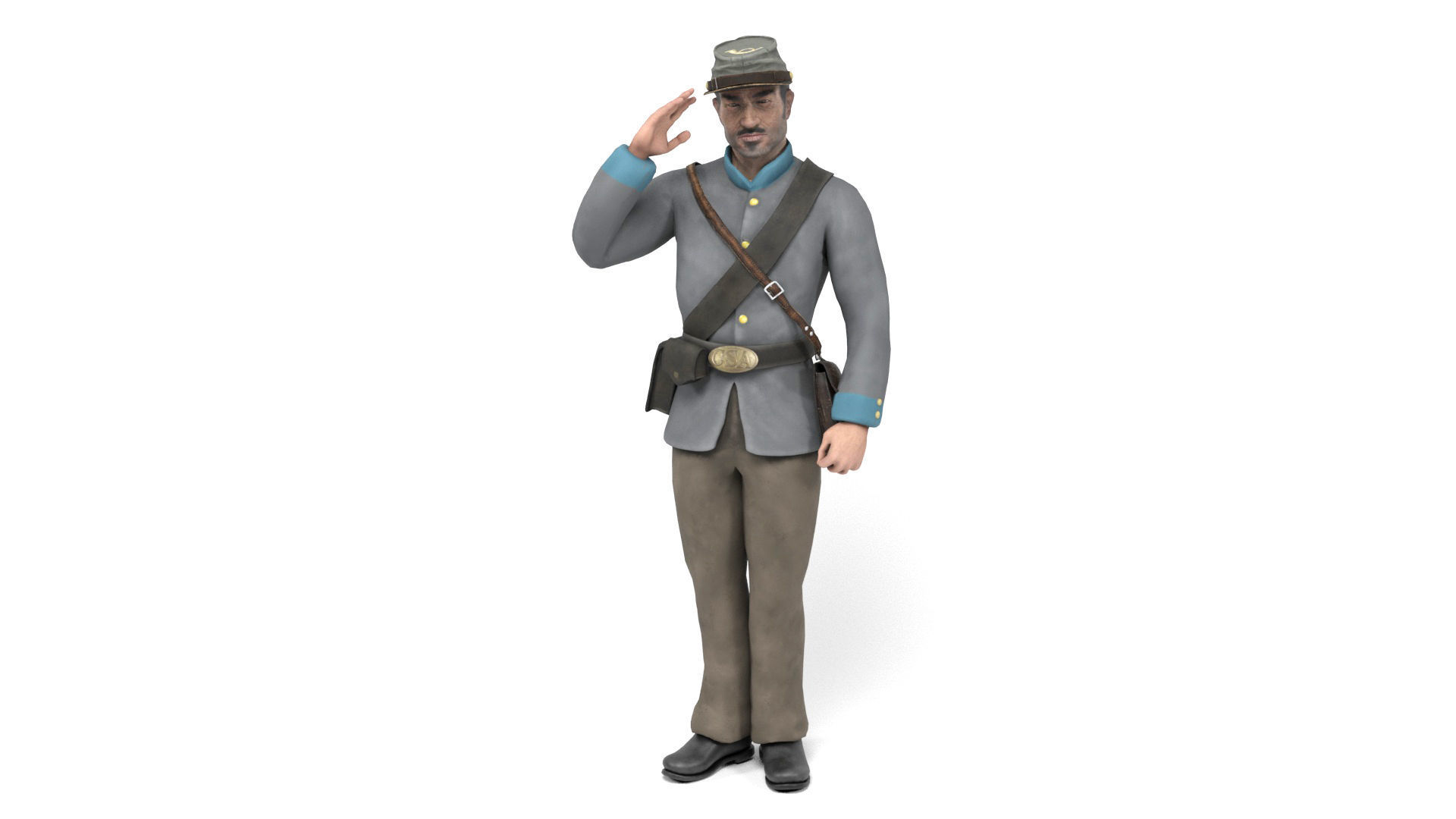 Confederate Soldier Low-poly 3D model_7