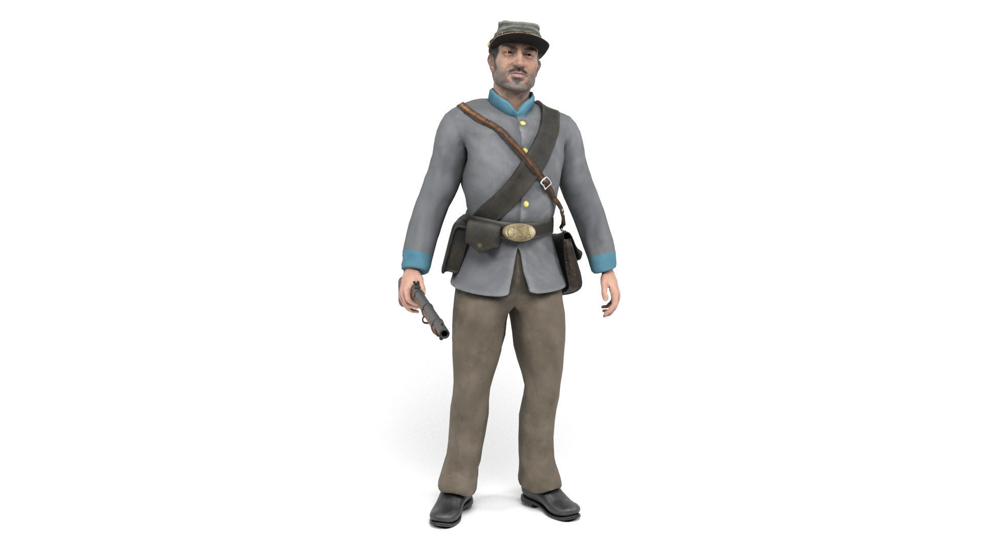Confederate Soldier Low-poly 3D model_8
