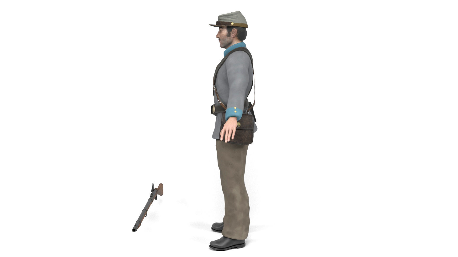 Confederate Soldier Low-poly 3D model_4