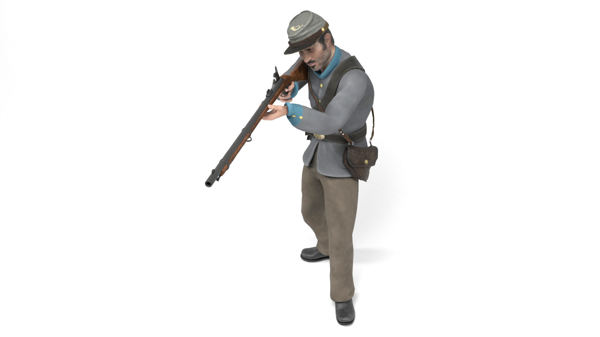 Confederate Soldier Low-poly 3D model_11