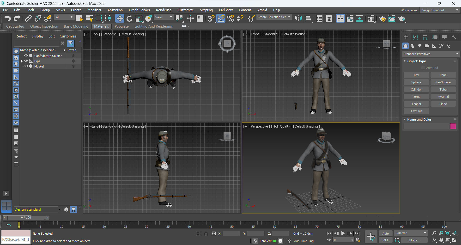 Confederate Soldier Low-poly 3D model_14