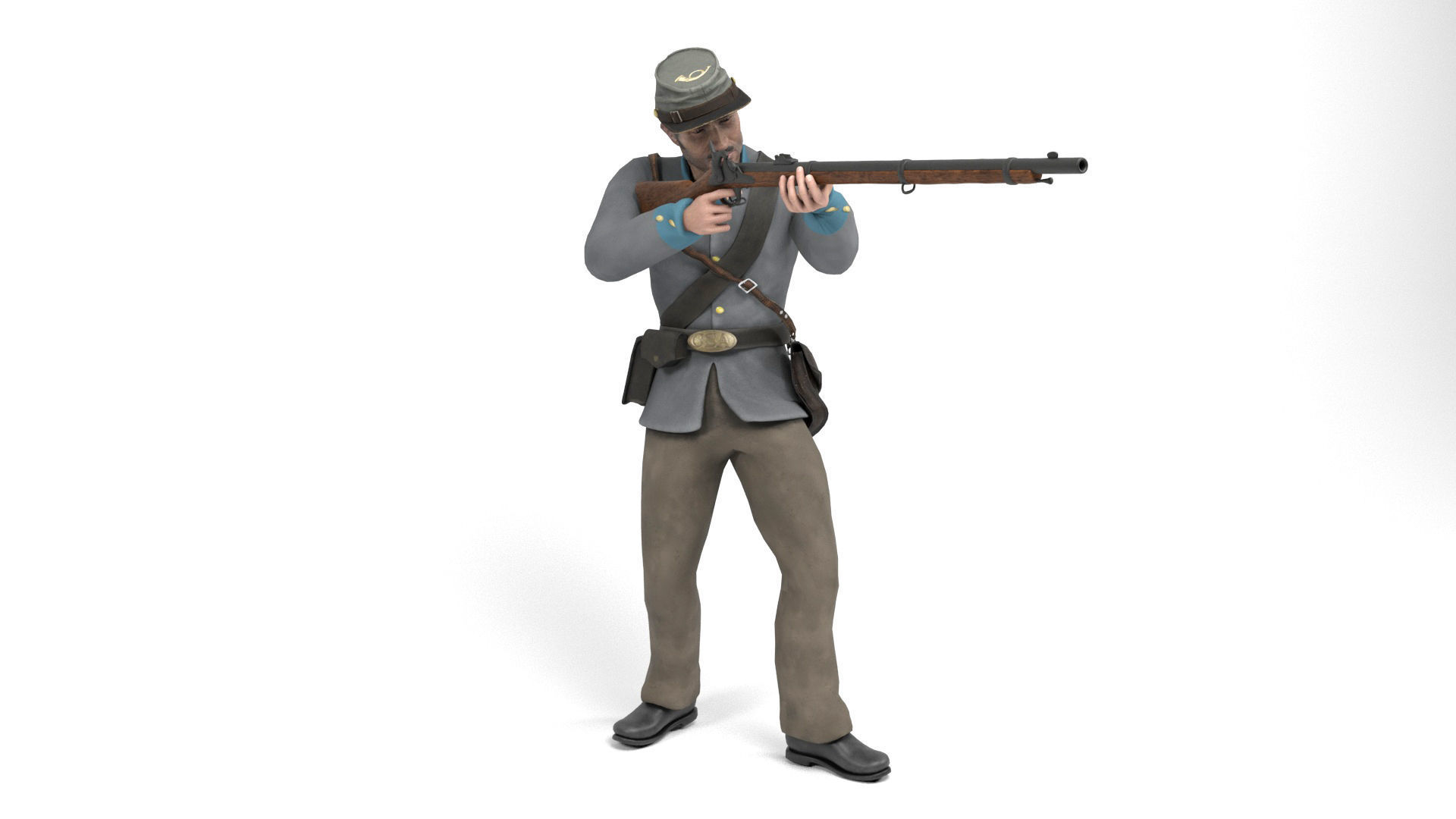 Confederate Soldier Low-poly 3D model_13