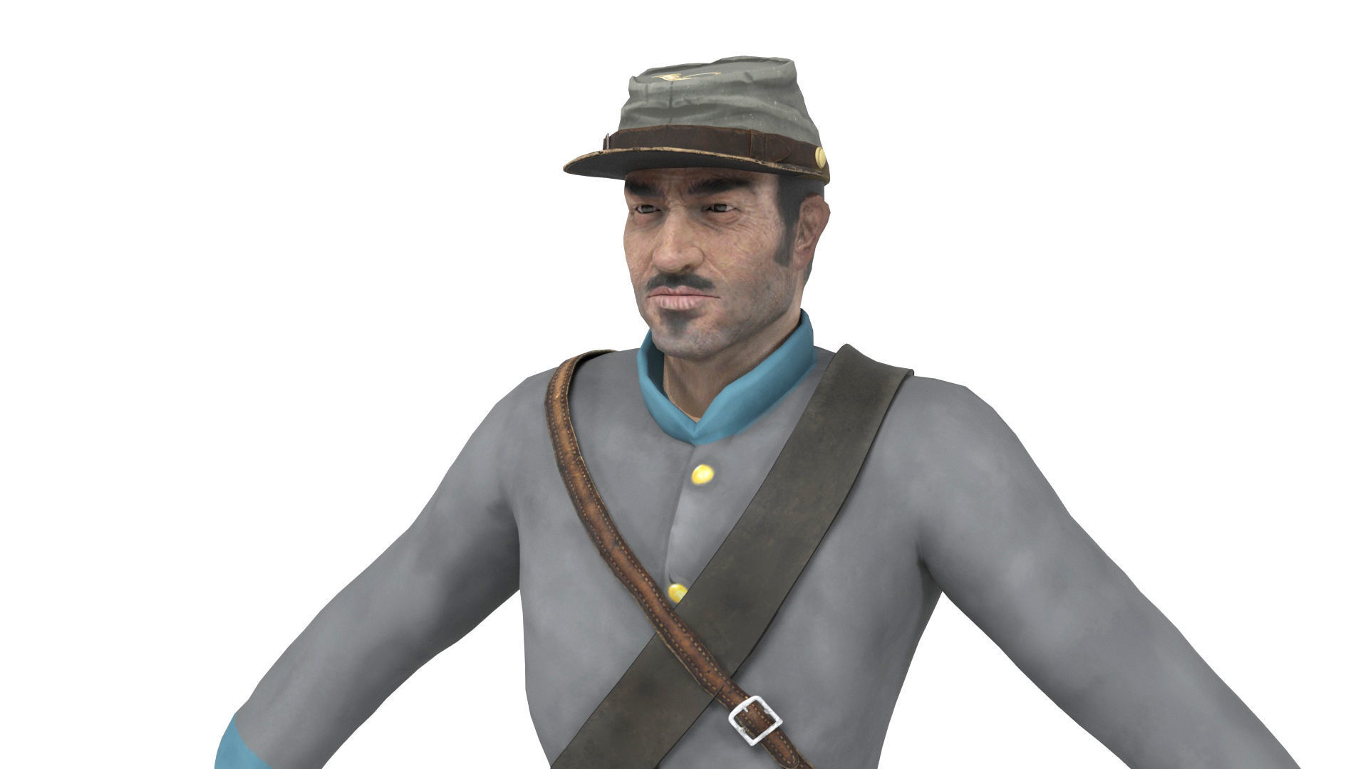Confederate Soldier Low-poly 3D model_6