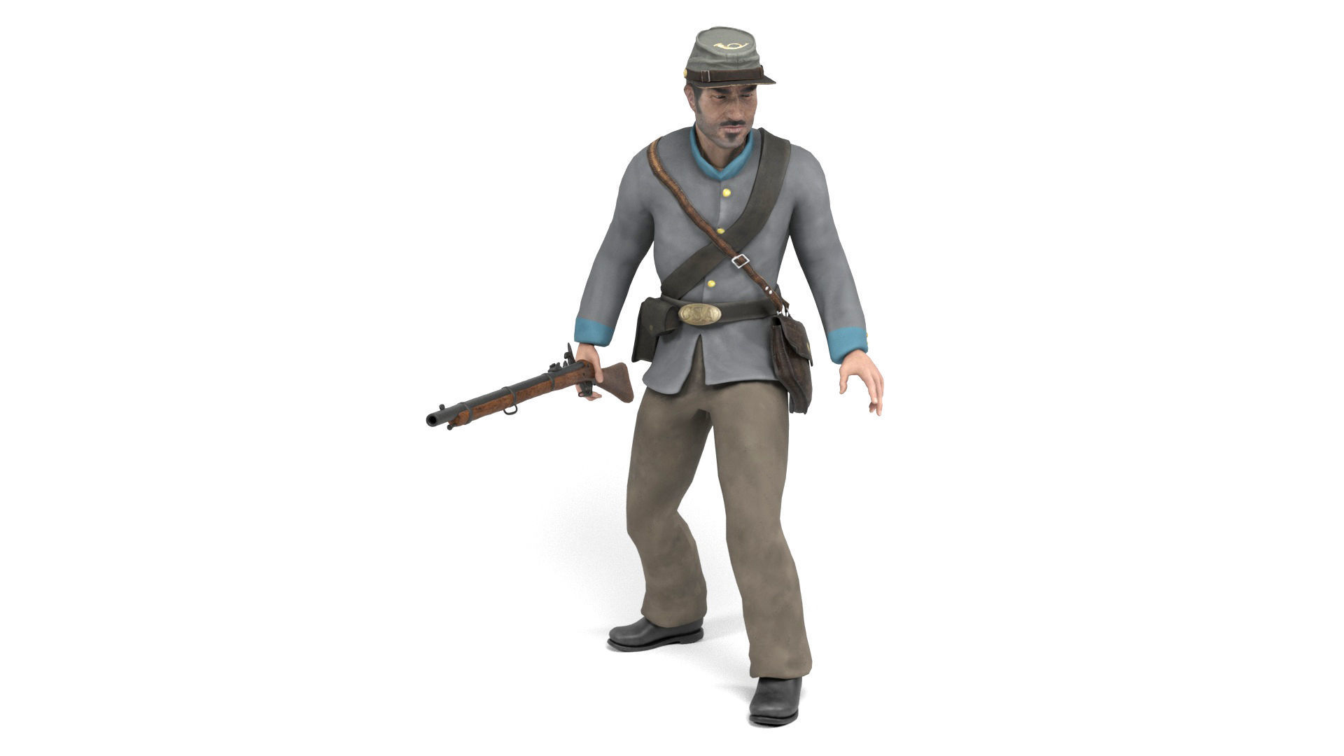 Confederate Soldier Low-poly 3D model_12