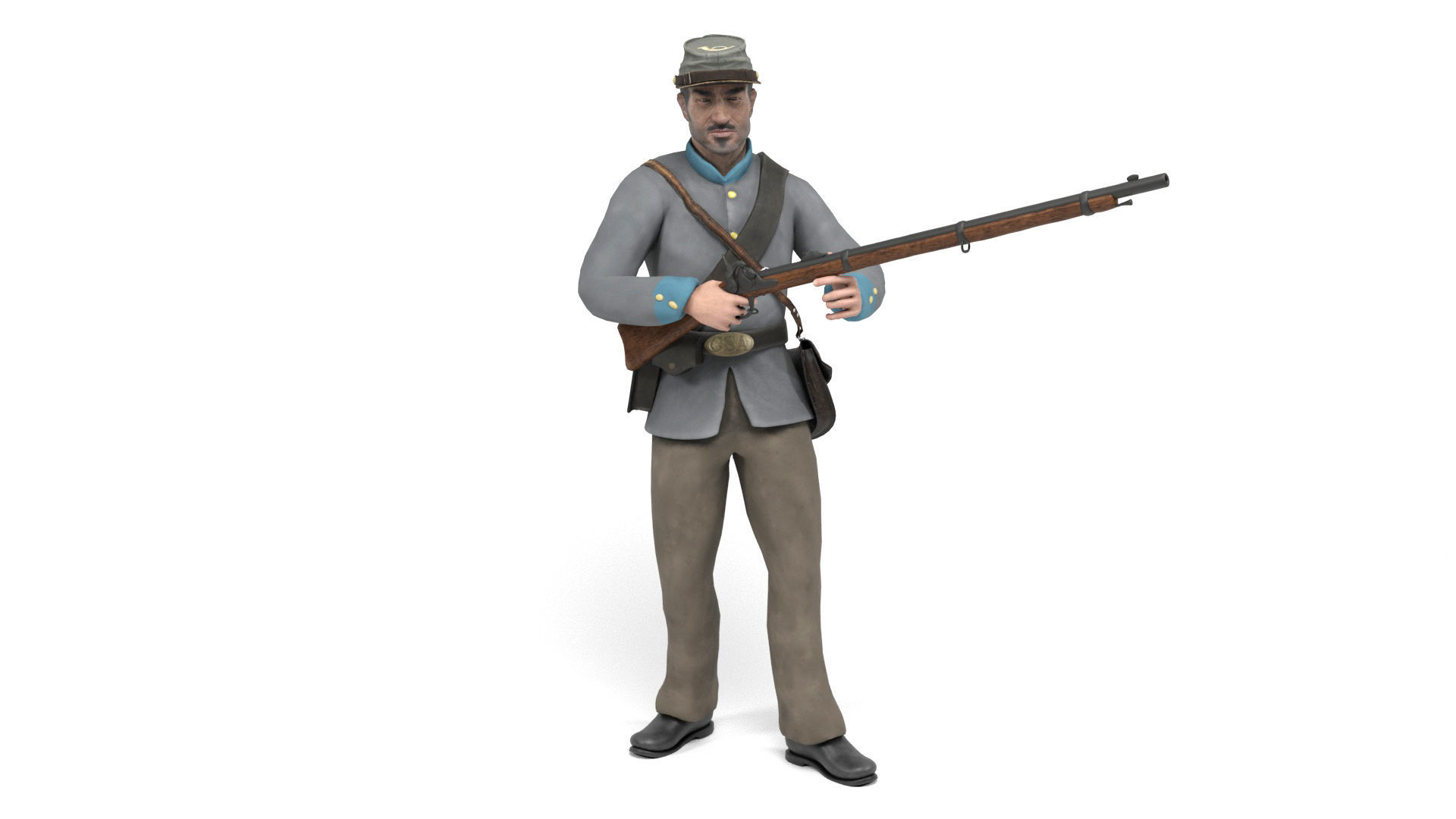 Confederate Soldier Low-poly 3D model_9