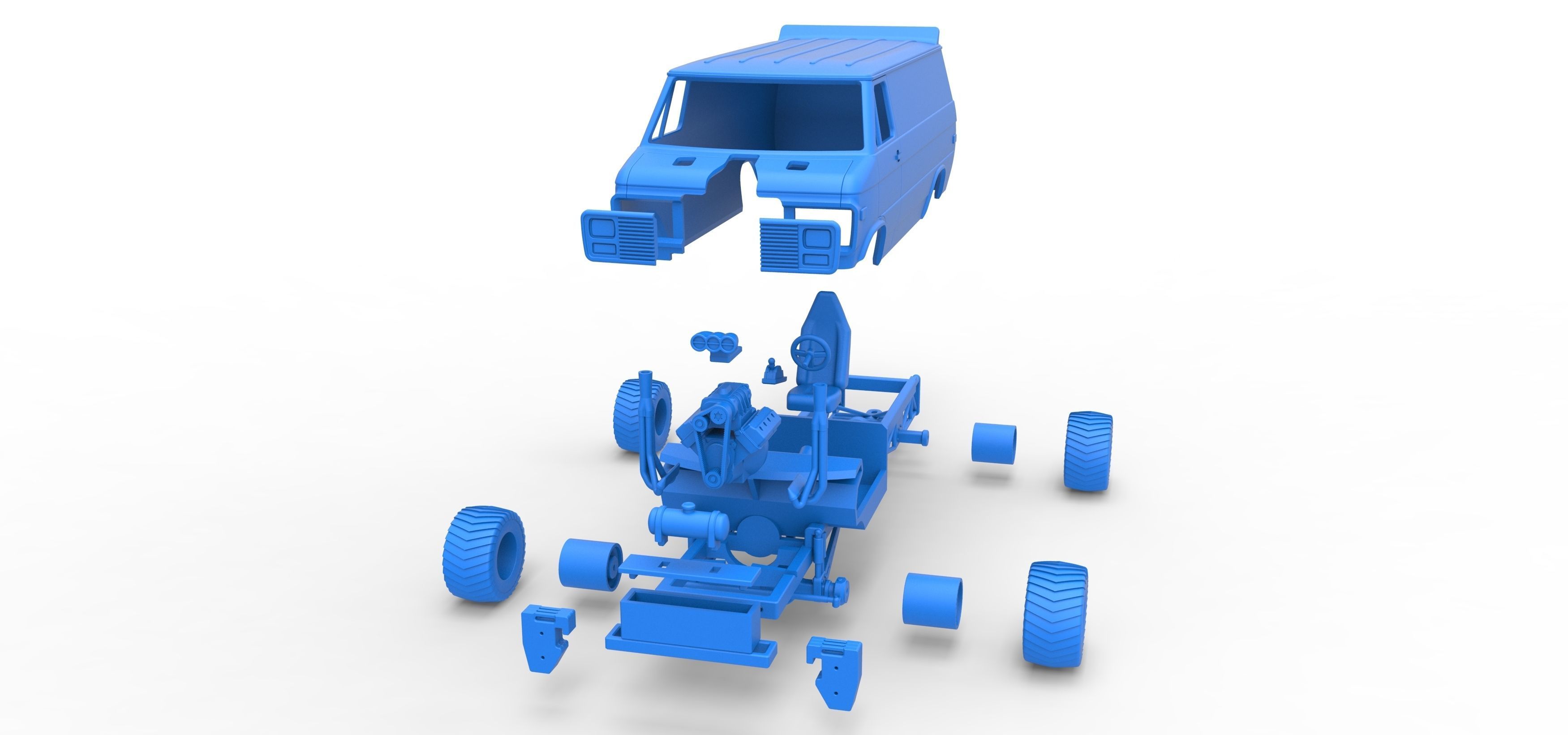 Pulling van 4wd Scale 1 to 25 3D print model_36