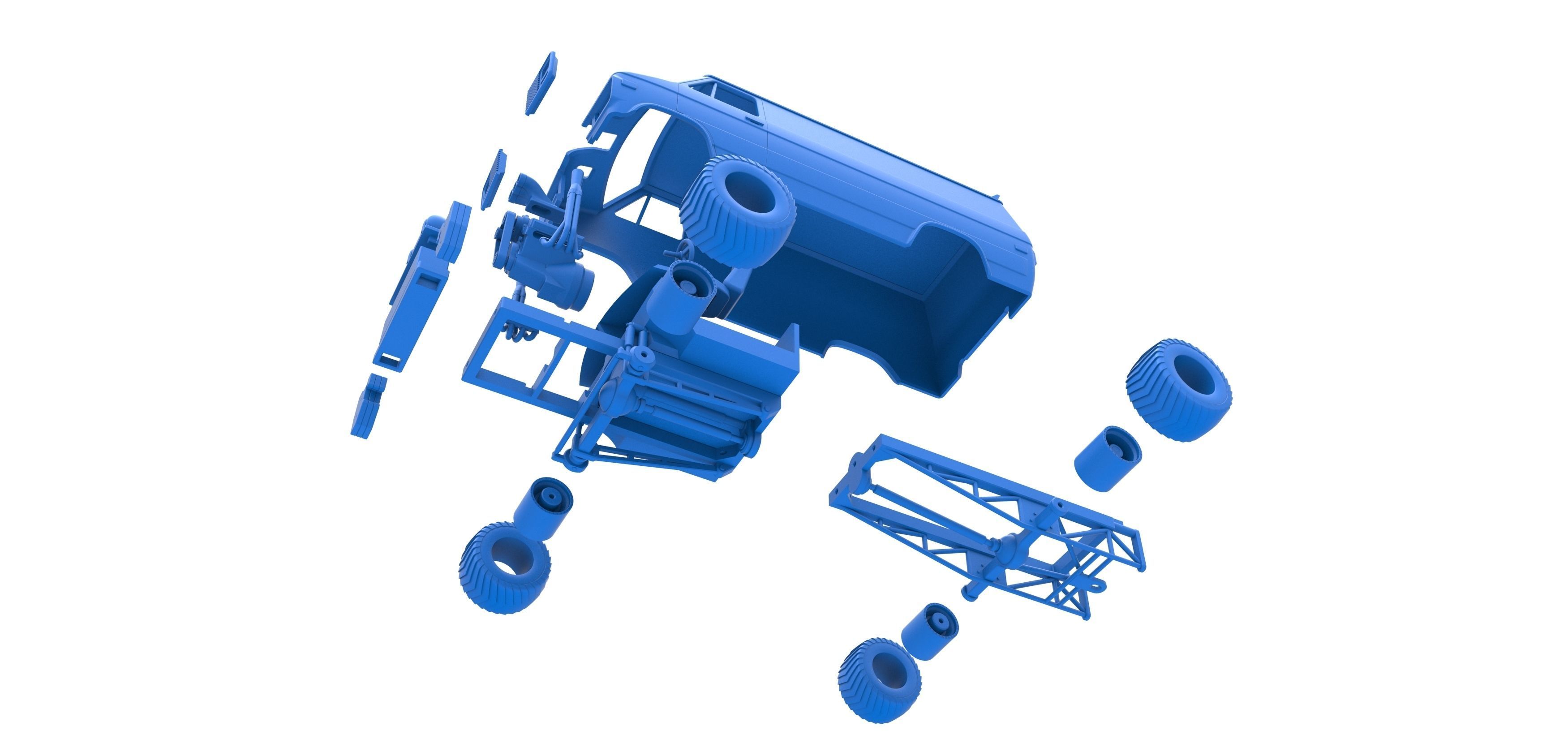 Pulling van 4wd Scale 1 to 25 3D print model_35