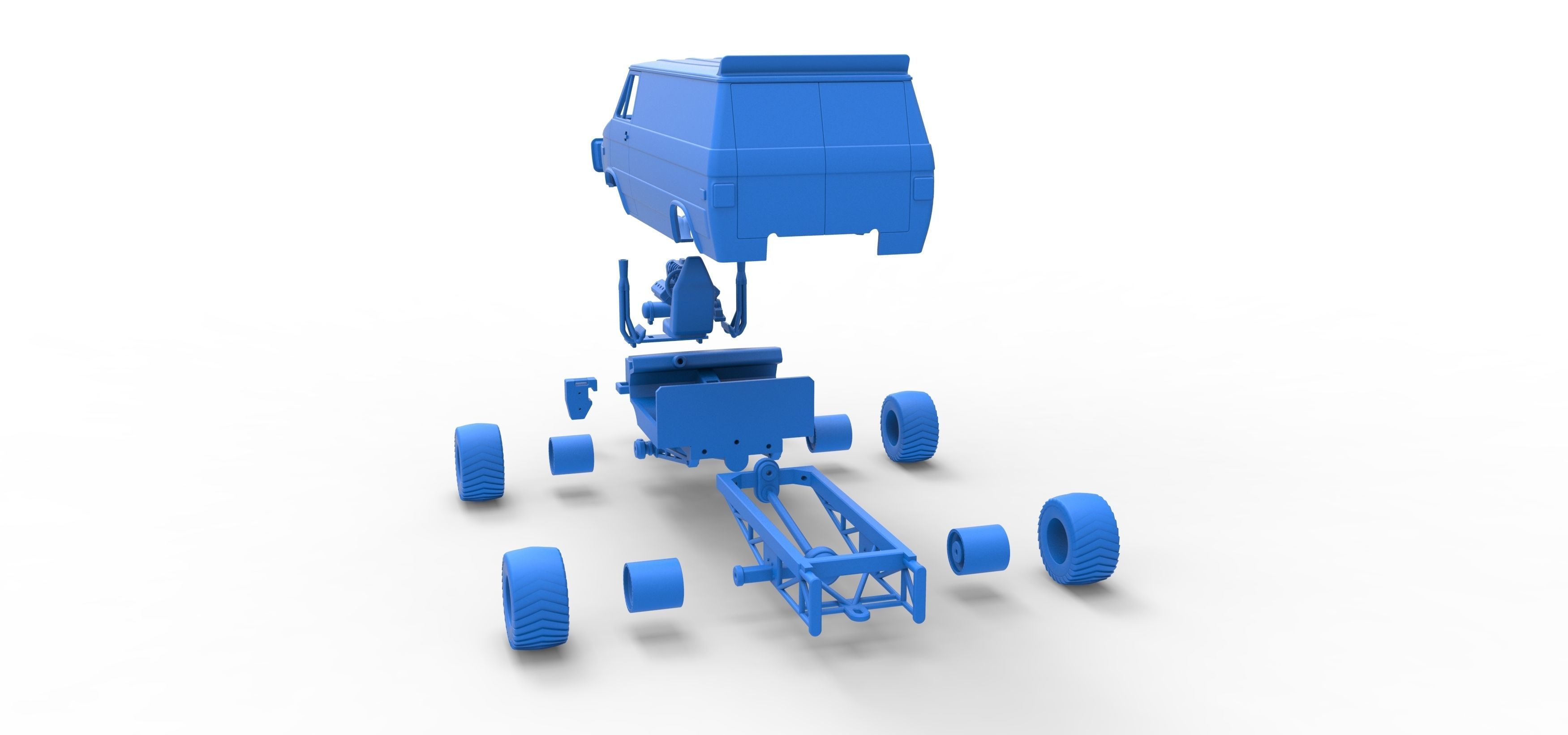 Pulling van 4wd Scale 1 to 25 3D print model_40
