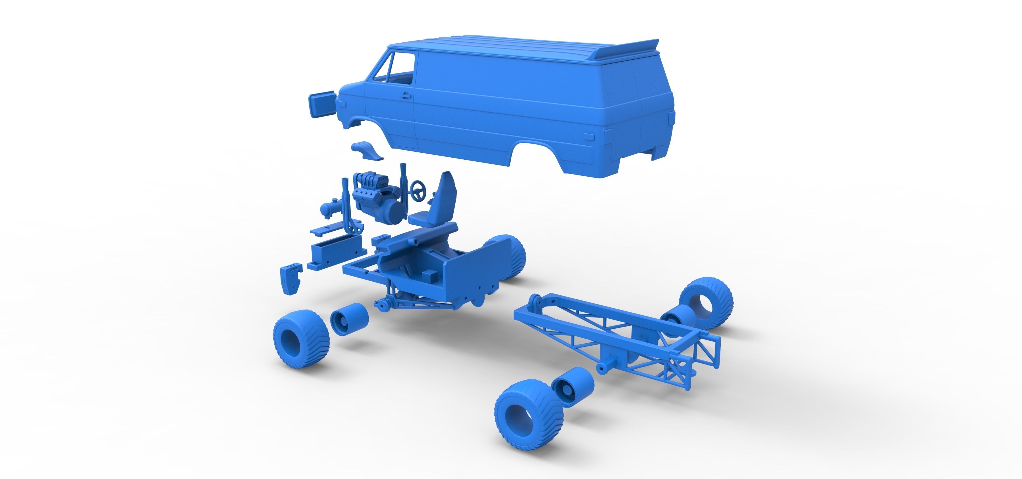 Pulling van 4wd Scale 1 to 25 3D print model_39