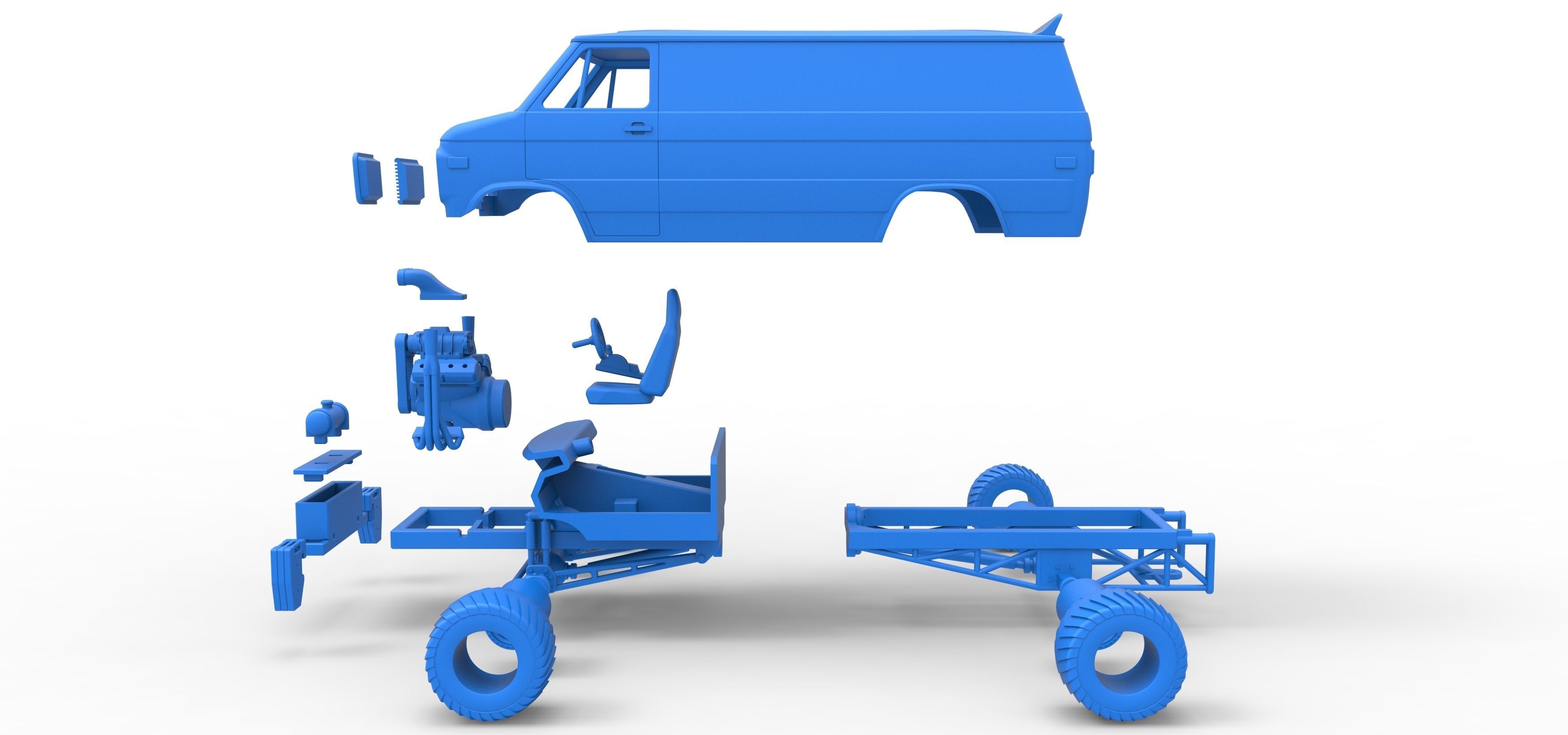 Pulling van 4wd Scale 1 to 25 3D print model_37