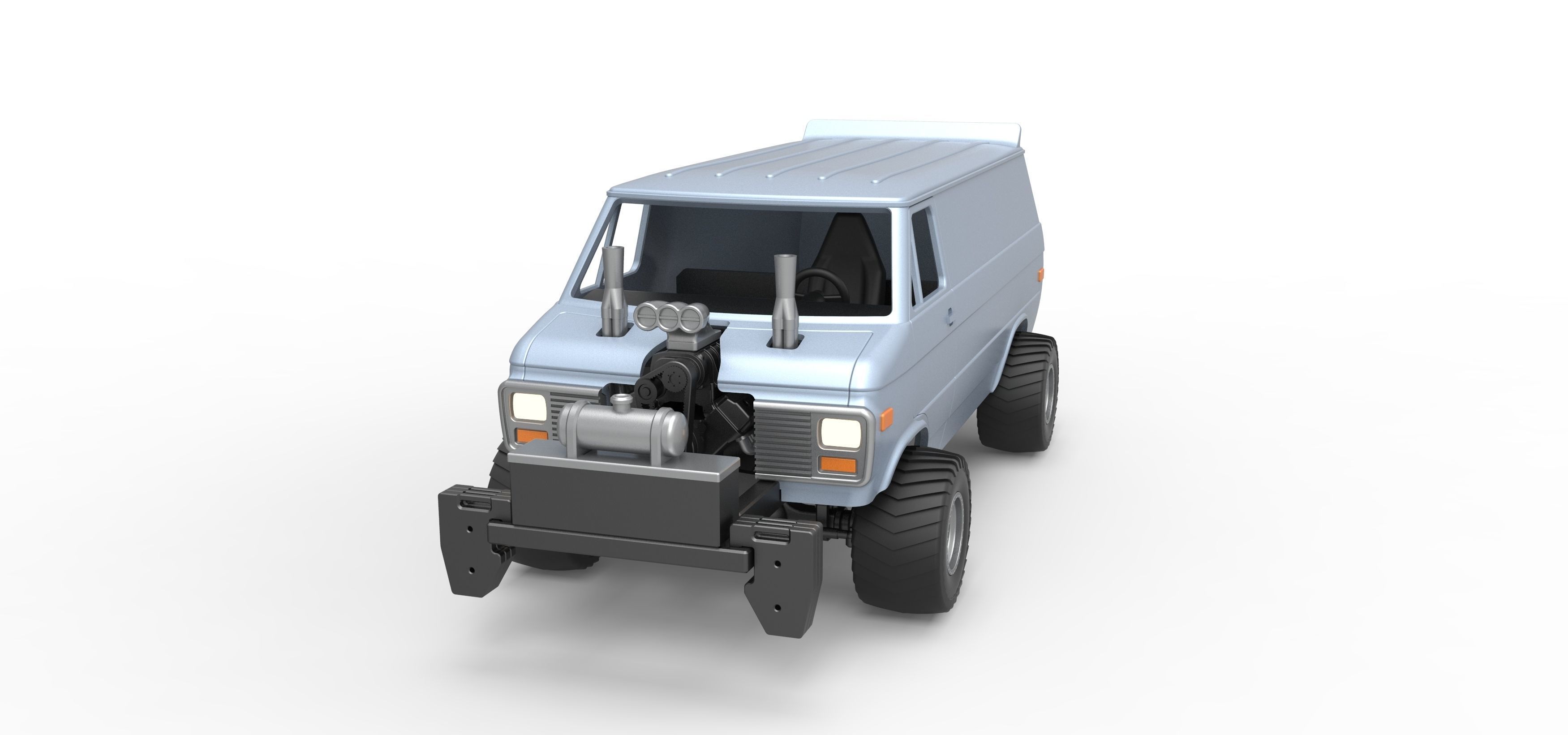 Pulling van 4wd Scale 1 to 25 3D print model_5