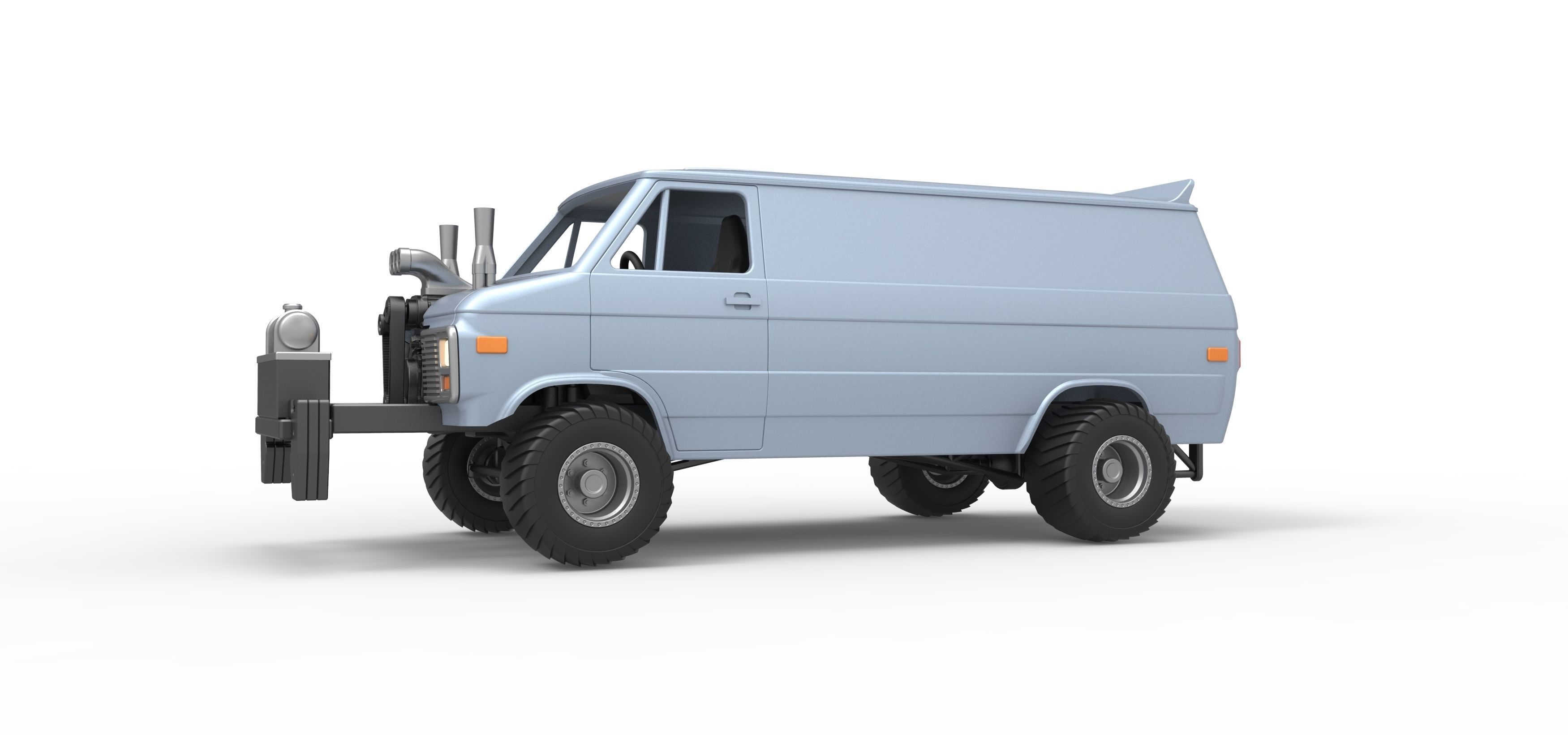 Pulling van 4wd Scale 1 to 25 3D print model_2