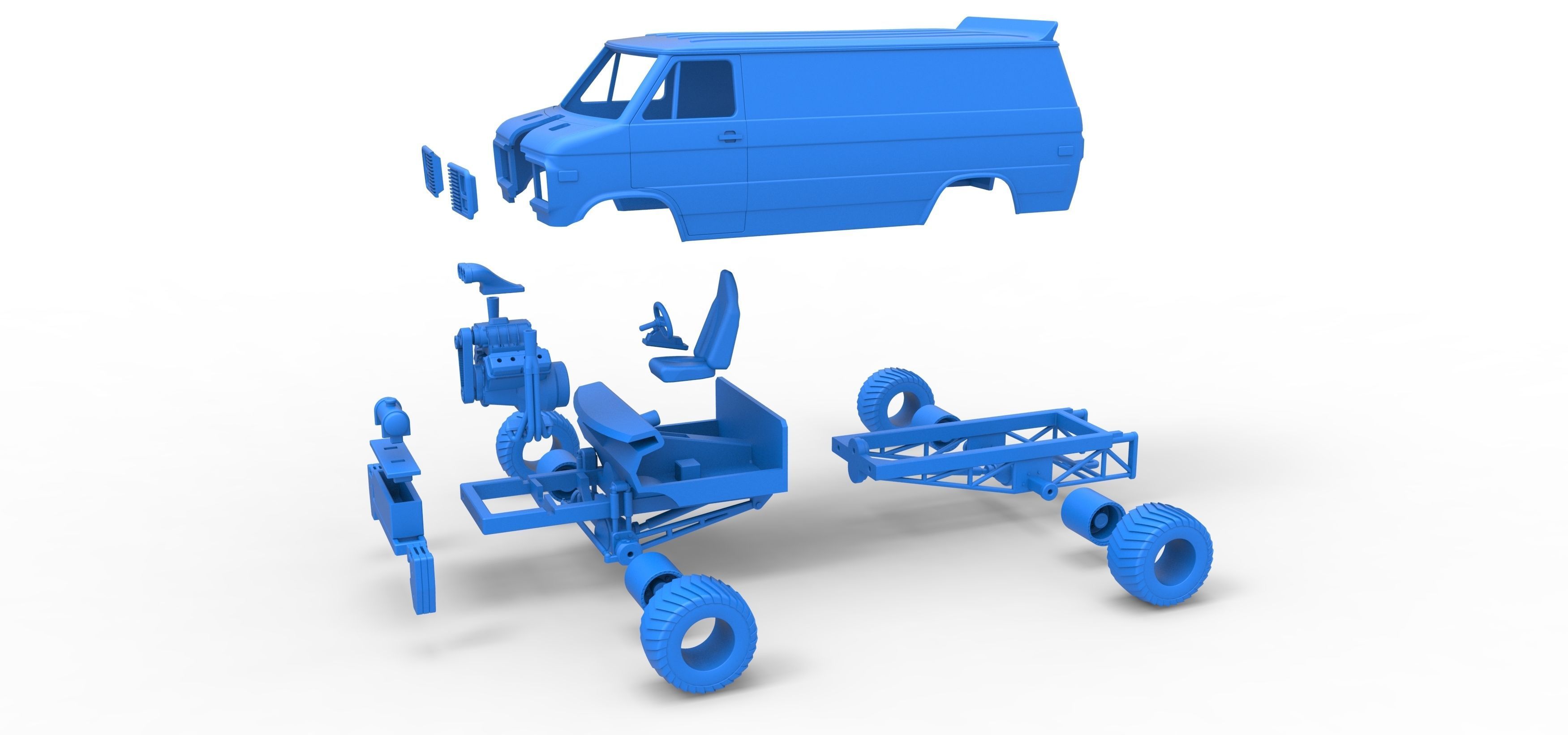 Pulling van 4wd Scale 1 to 25 3D print model_33