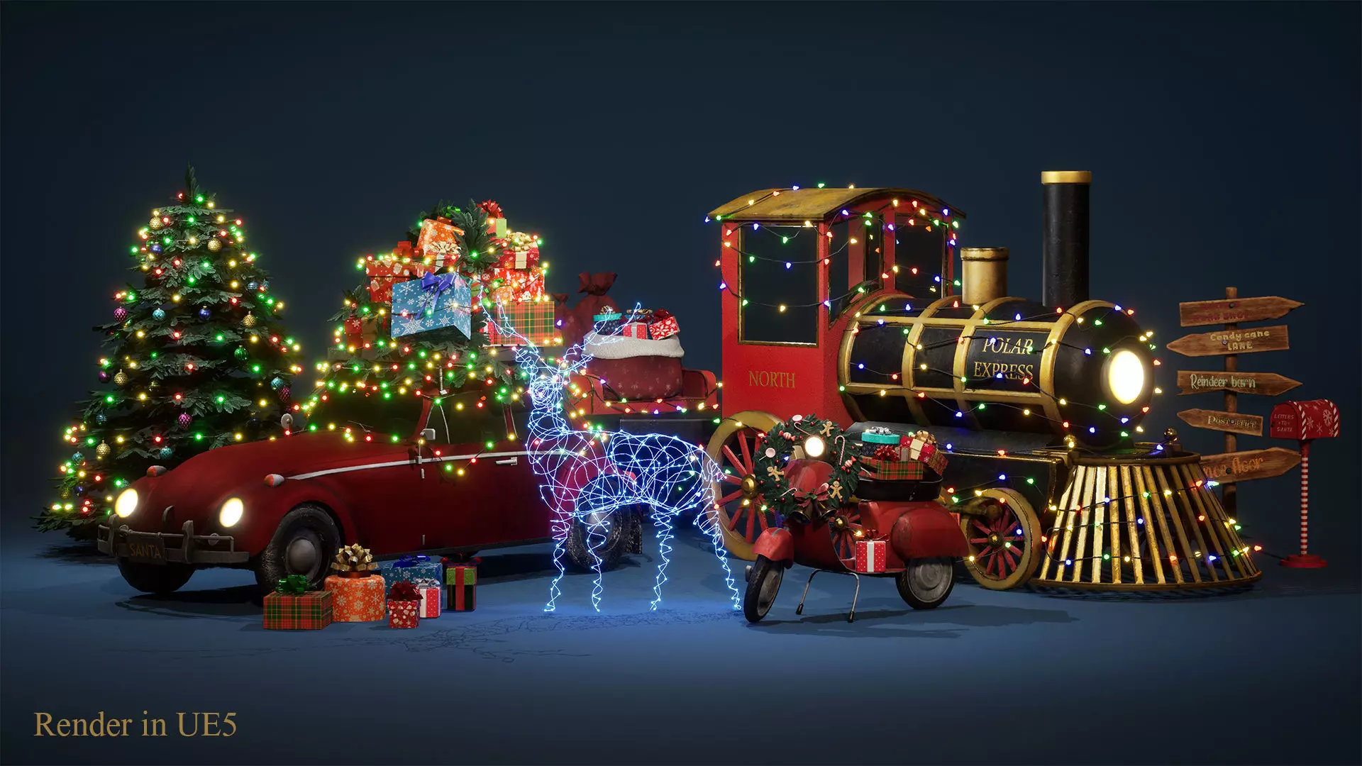 Christmas Pack Props  Low-poly 3D model_0