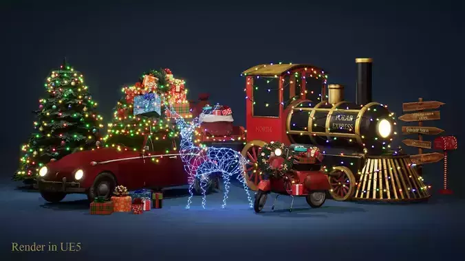 Christmas Pack Props  Low-poly 3D model