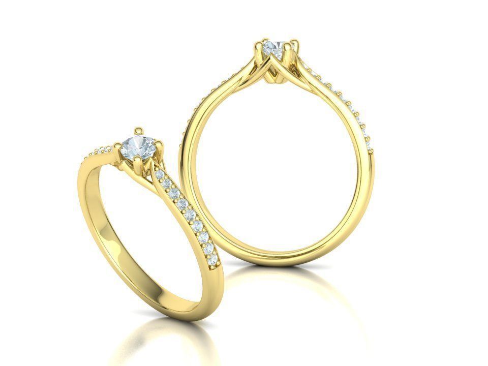 ELIANA Trellis Solitaire Ring 20pointer stone  2 RINGS 3D print model_4
