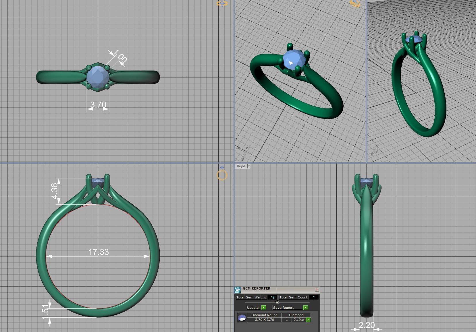 ELIANA Trellis Solitaire Ring 20pointer stone  2 RINGS 3D print model_45