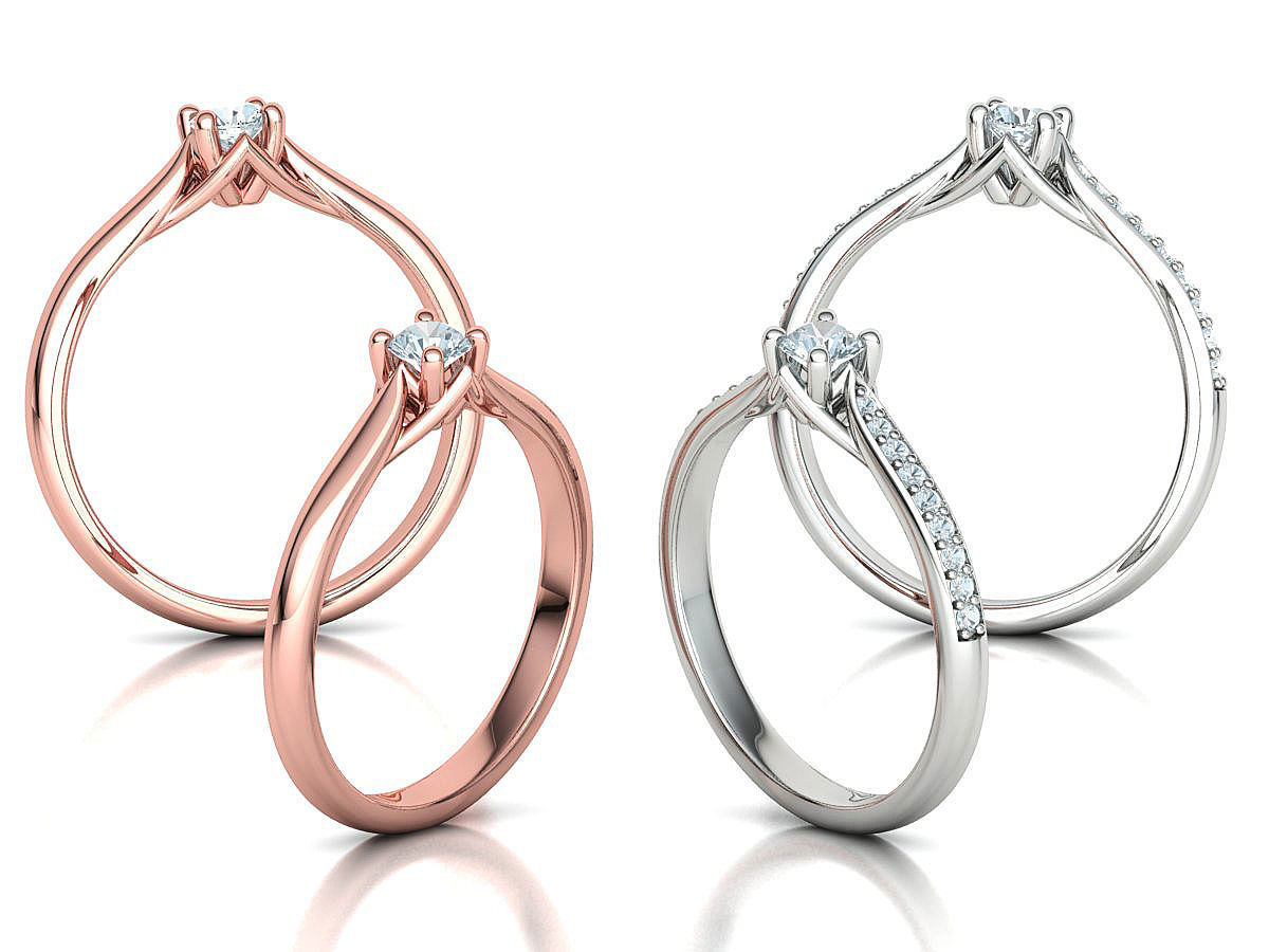 ELIANA Trellis Solitaire Ring 20pointer stone  2 RINGS 3D print model_2