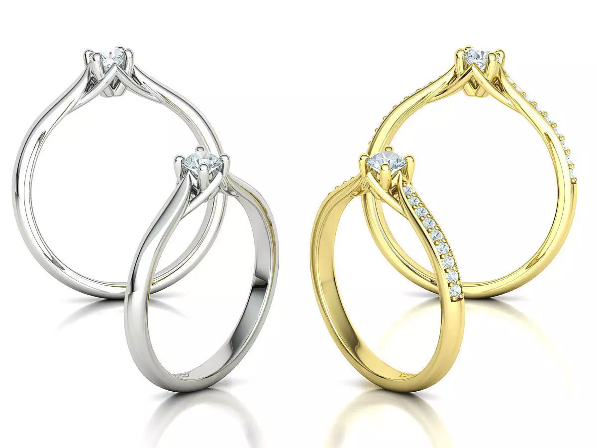 ELIANA Trellis Solitaire Ring 20pointer stone  2 RINGS 3D print model_0