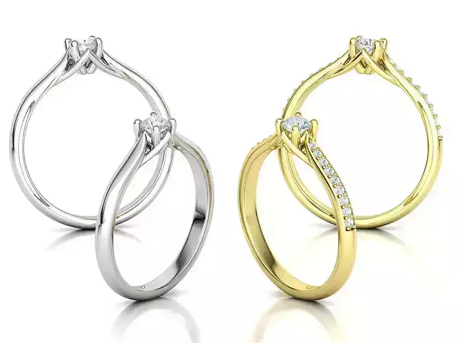 ELIANA Trellis Solitaire Ring 20pointer stone  2 RINGS 3D print model