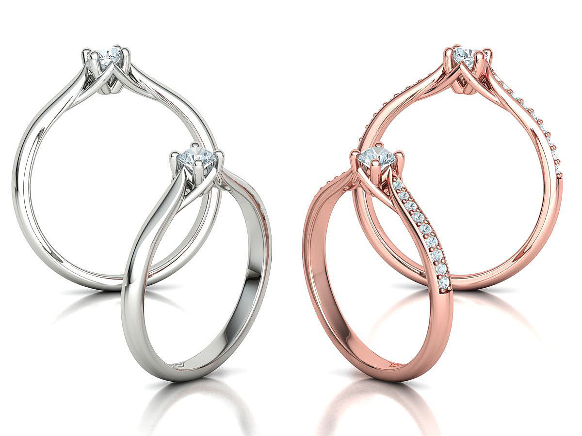 ELIANA Trellis Solitaire Ring 20pointer stone  2 RINGS 3D print model_1