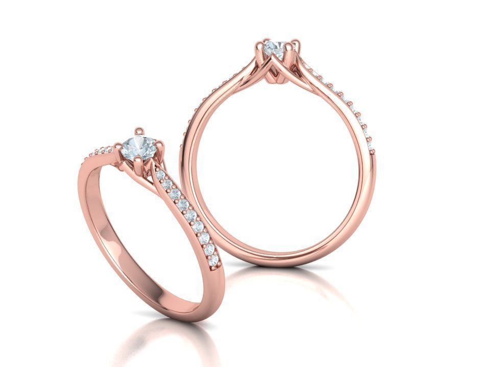 ELIANA Trellis Solitaire Ring 20pointer stone  2 RINGS 3D print model_3