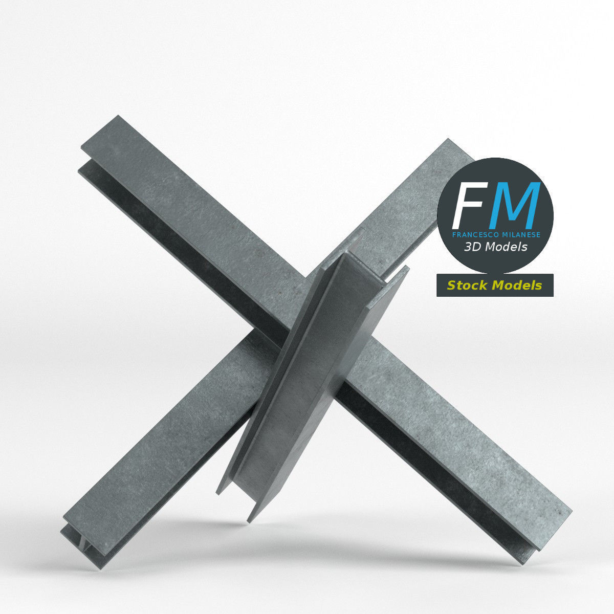 Czech hedgehog anti-tank obstacle 3 3D model_3