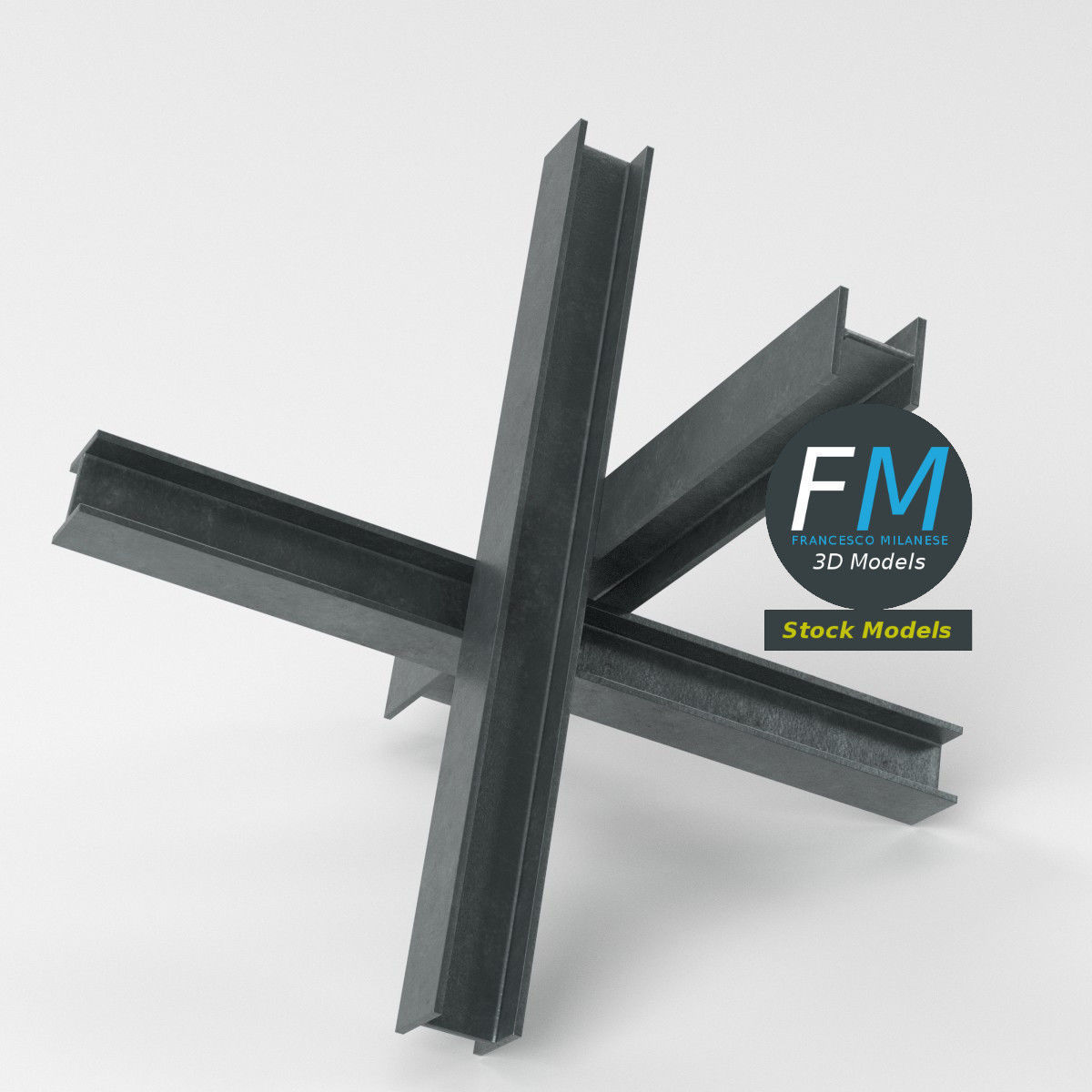 Czech hedgehog anti-tank obstacle 3 3D model_5