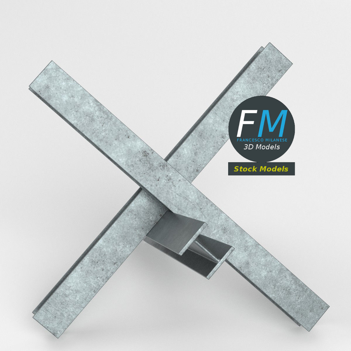 Czech hedgehog anti-tank obstacle 3 3D model_2