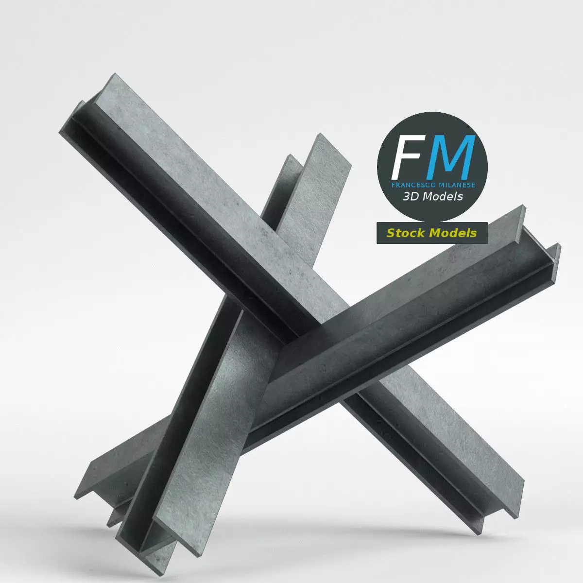 Czech hedgehog anti-tank obstacle 3 3D model_0