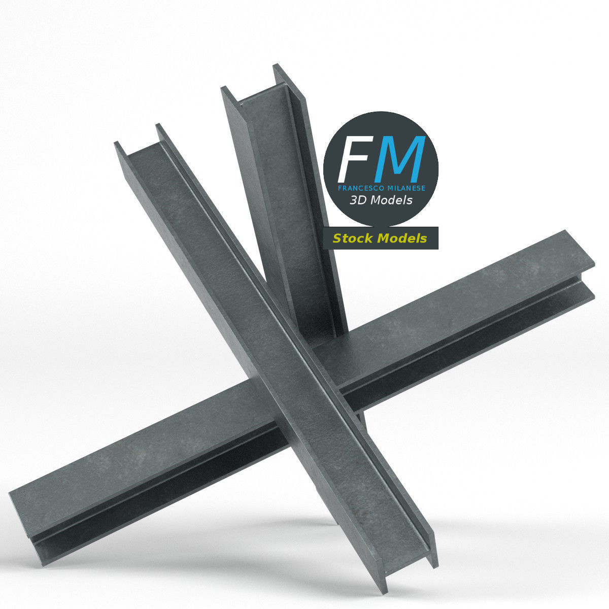 Czech hedgehog anti-tank obstacle 3 3D model_4