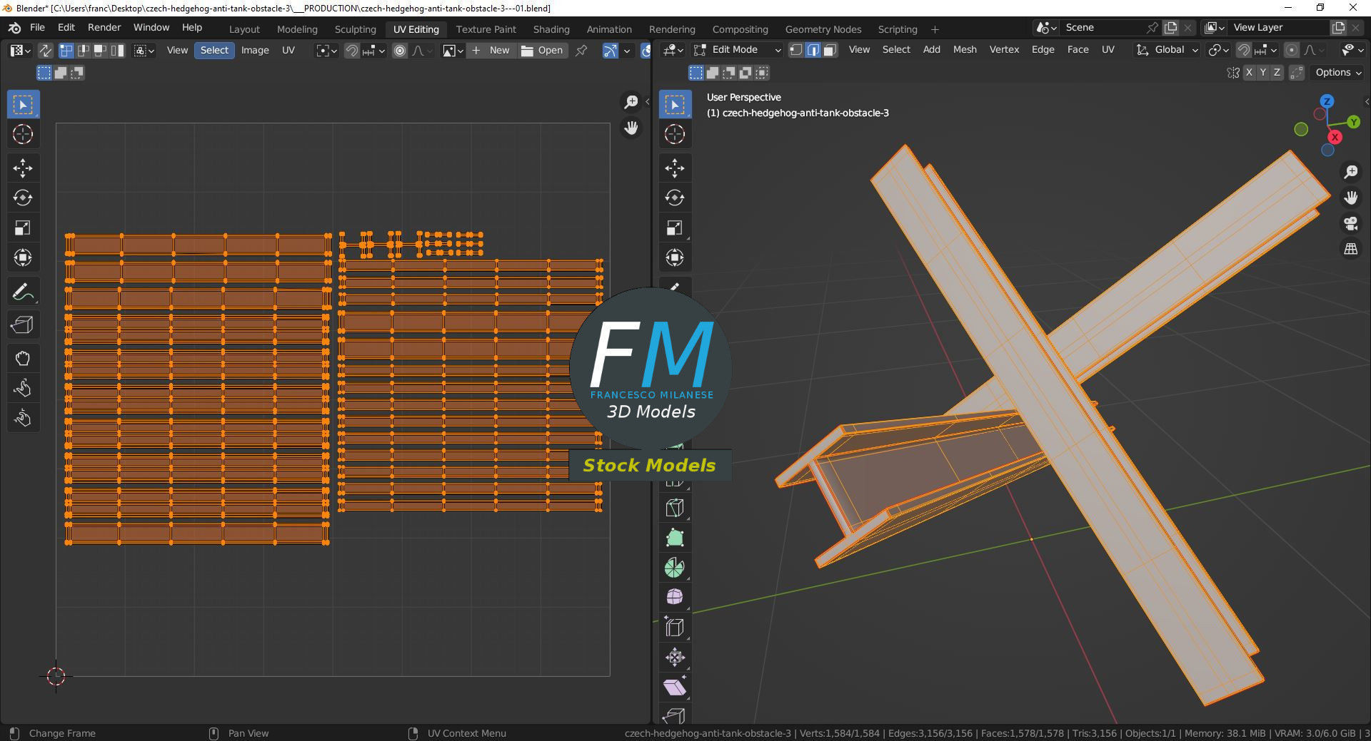 Czech hedgehog anti-tank obstacle 3 3D model_10
