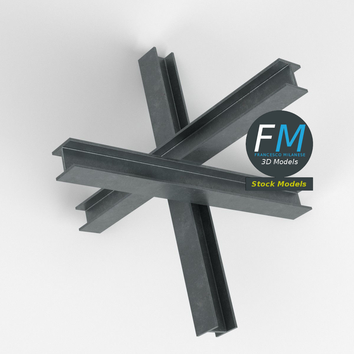 Czech hedgehog anti-tank obstacle 3 3D model_6