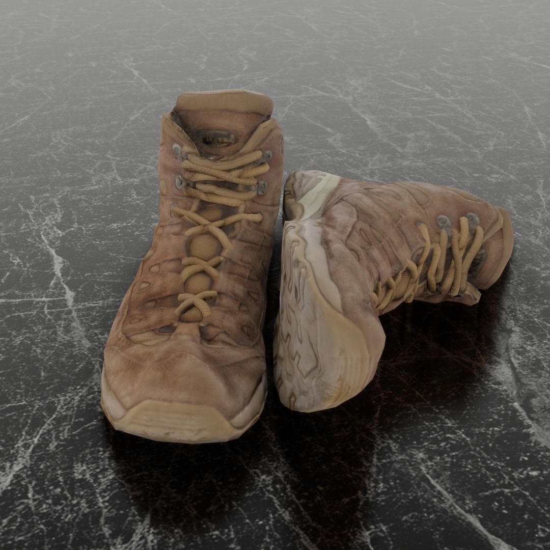  COMMANDER BOOTS 3D - BROWN Low-poly 3D model_2