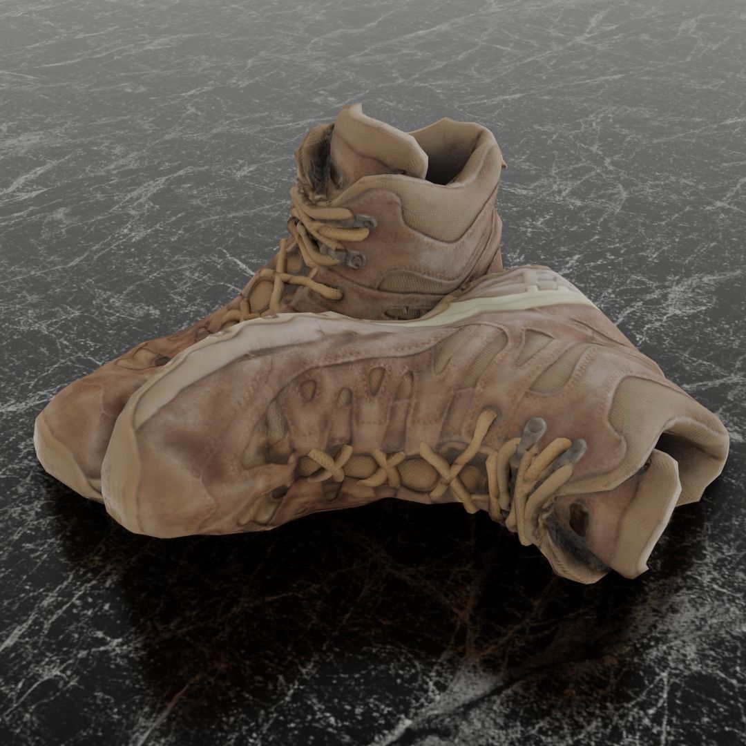  COMMANDER BOOTS 3D - BROWN Low-poly 3D model_1