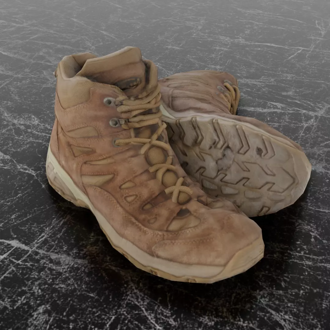  COMMANDER BOOTS 3D - BROWN Low-poly 3D model_0