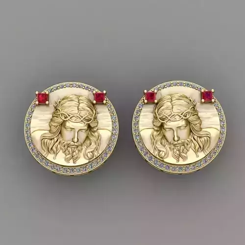 Jesus Diamond Earring 3d Print Model 