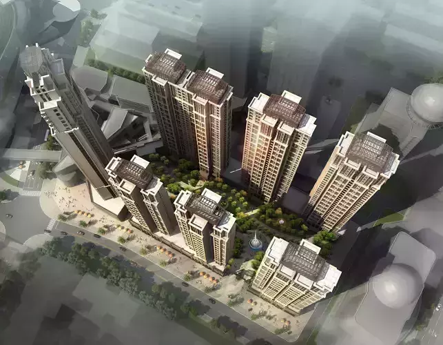 3Dmax fashion city commercial square building 156