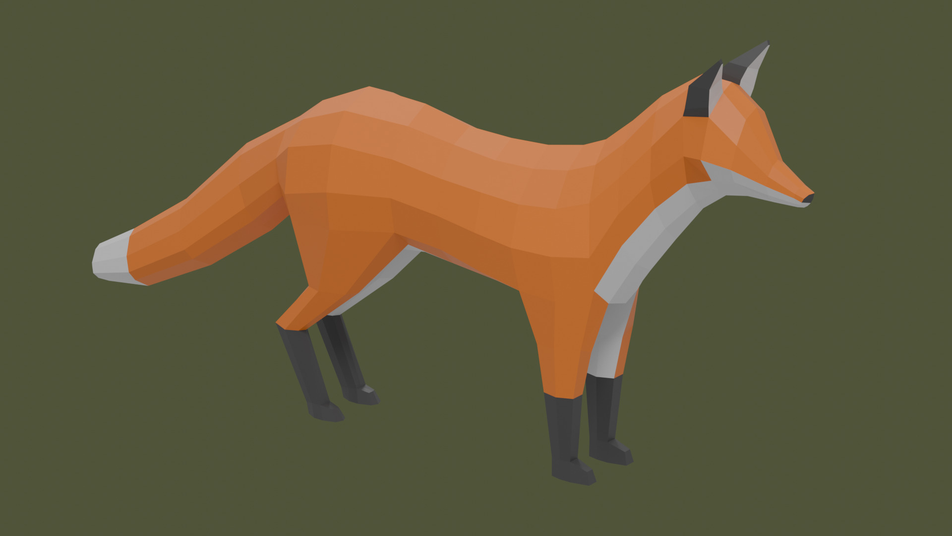 Stylized lowpoly FOX Low-poly 3D model_3