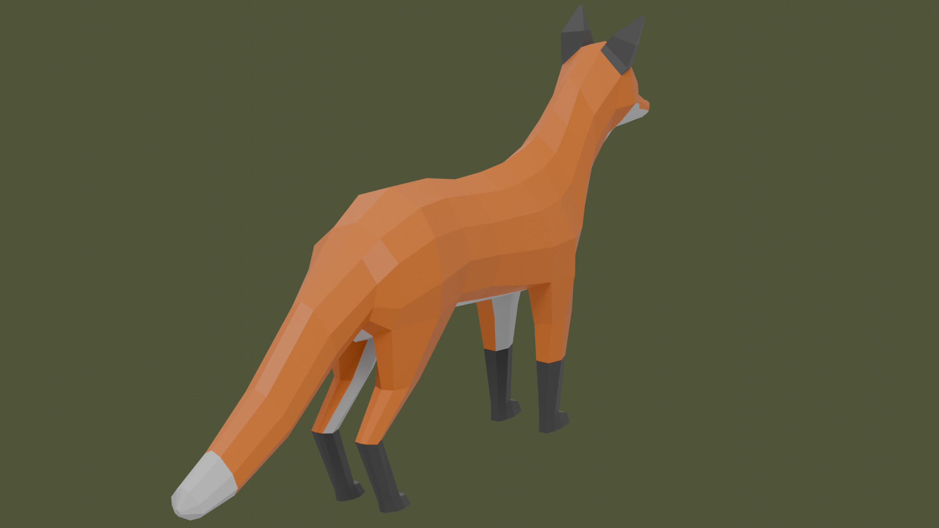 Stylized lowpoly FOX Low-poly 3D model_2