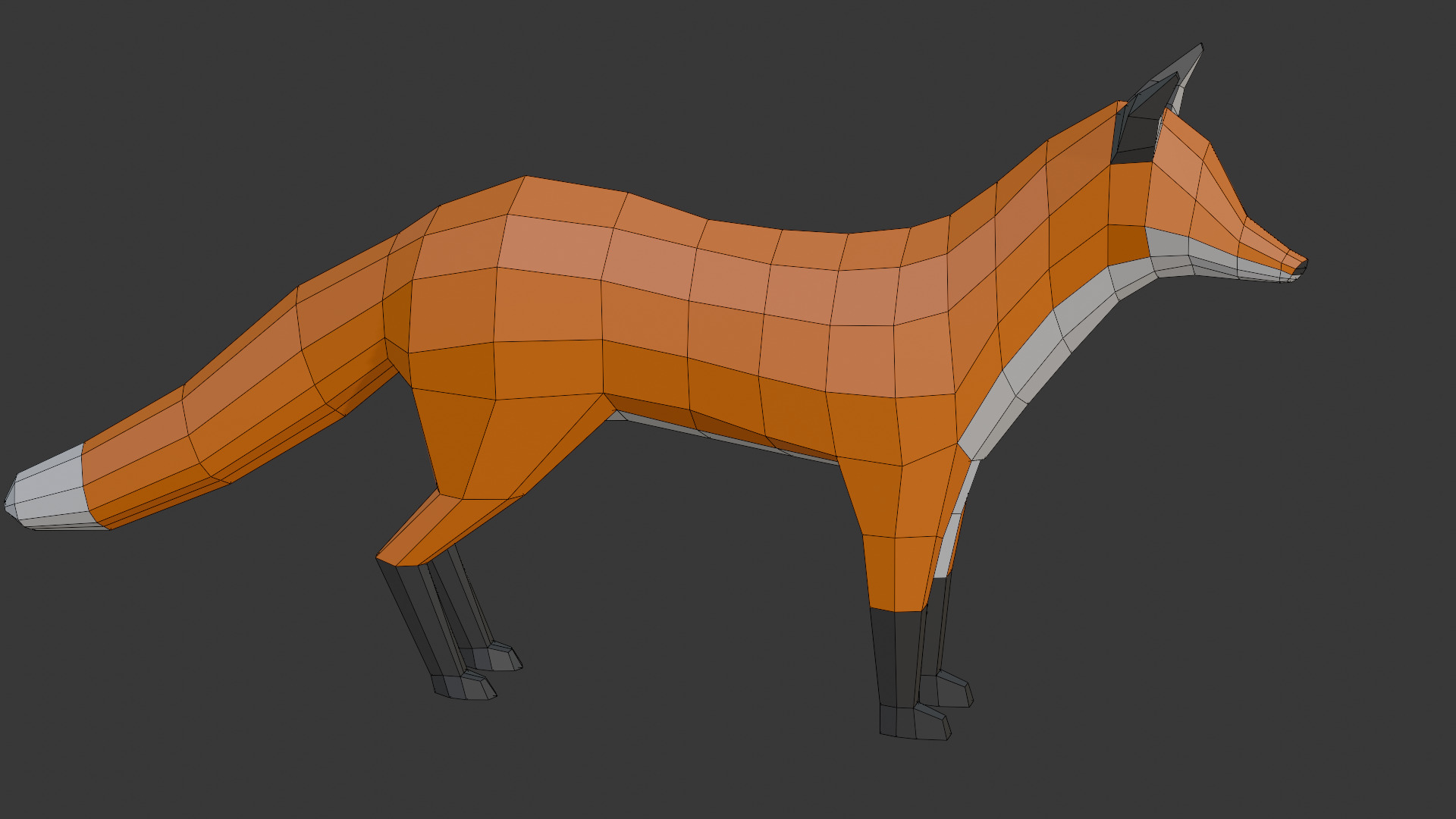 Stylized lowpoly FOX Low-poly 3D model_10
